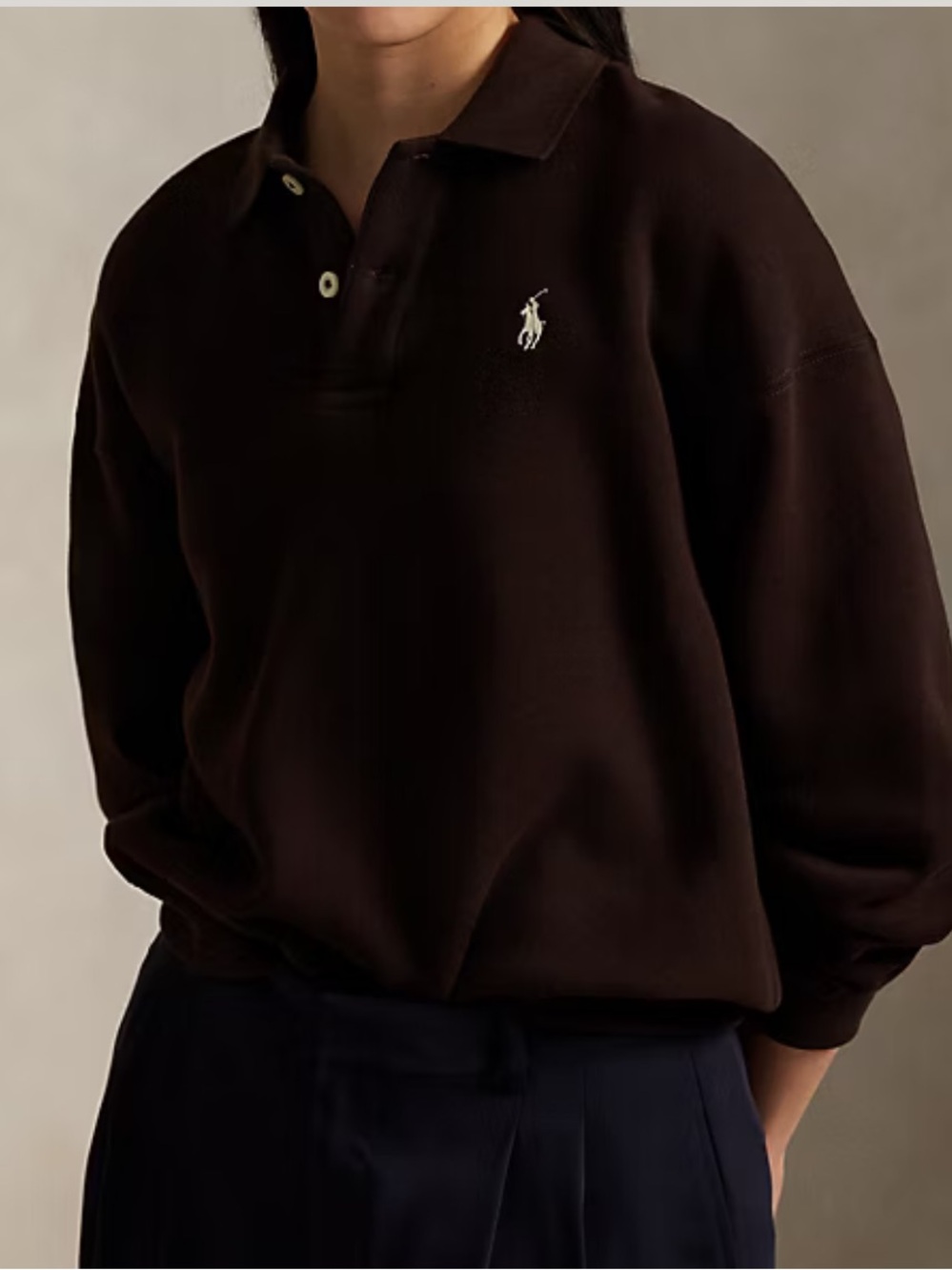 Polo Ralph Lauren Polo-Collar Fleece Pullover Brown